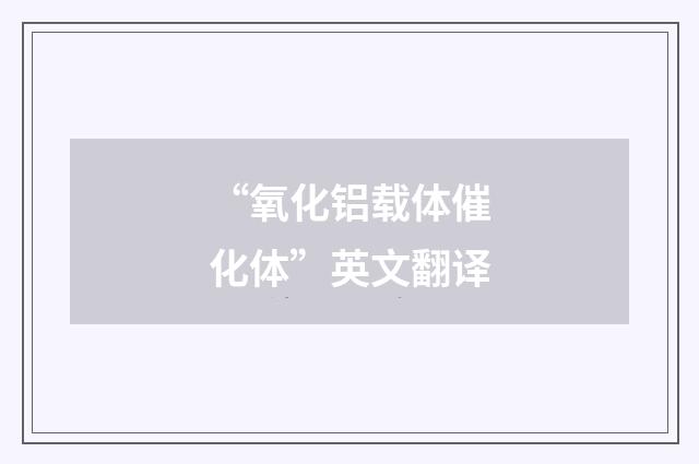 “氧化铝载体催化体”英文翻译