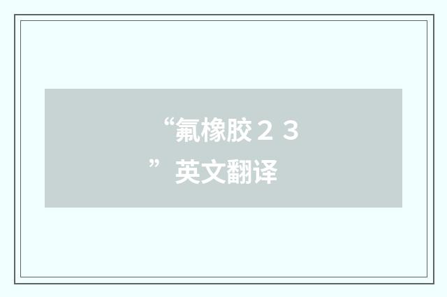 “氟橡胶２３”英文翻译