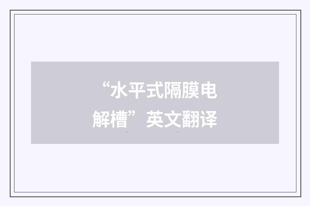 “水平式隔膜电解槽”英文翻译