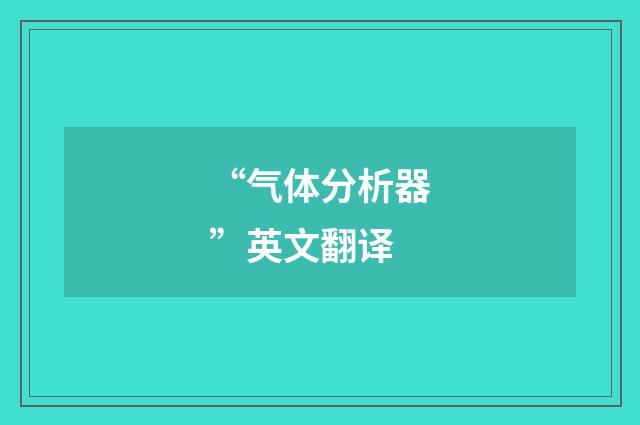 “气体分析器”英文翻译
