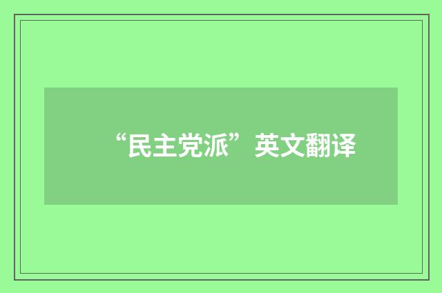 “民主党派”英文翻译