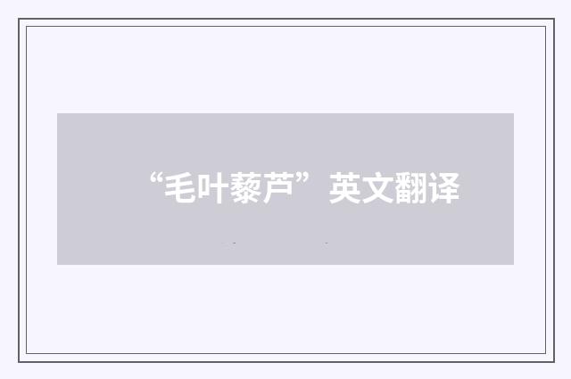 “毛叶藜芦”英文翻译