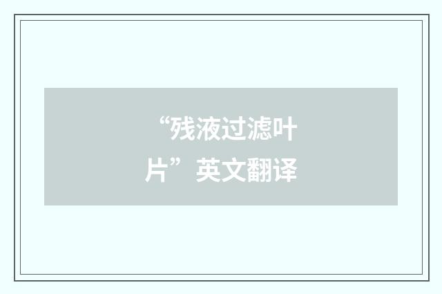 “残液过滤叶片”英文翻译