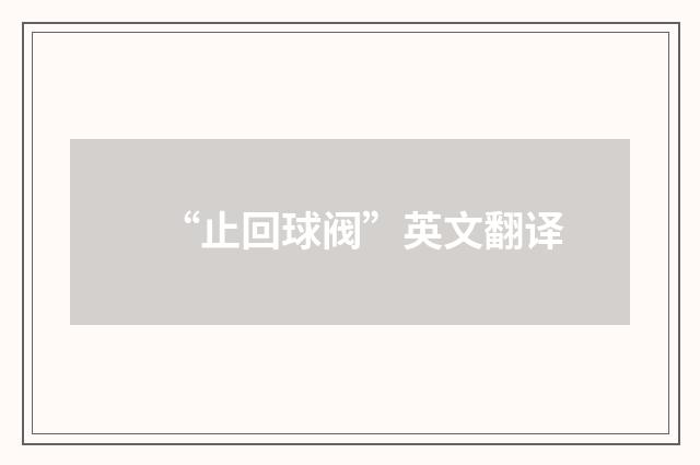 “止回球阀”英文翻译