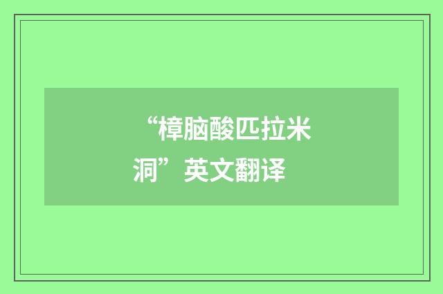 “樟脑酸匹拉米洞”英文翻译
