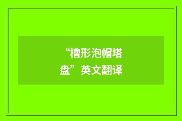 “槽形泡帽塔盘”英文翻译