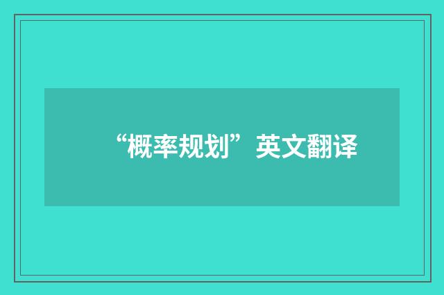 “概率规划”英文翻译