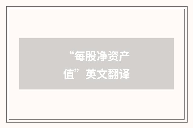 “每股净资产值”英文翻译