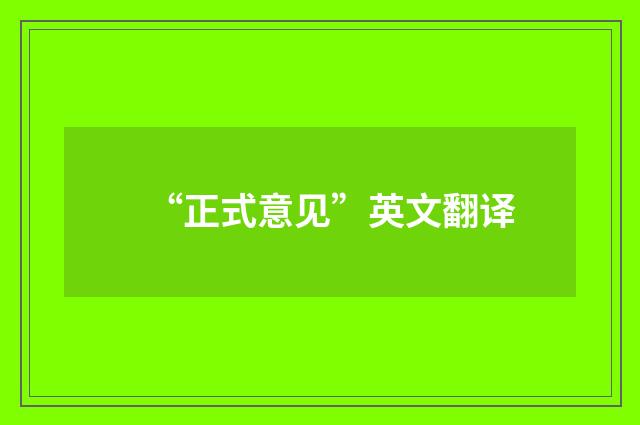 “正式意见”英文翻译