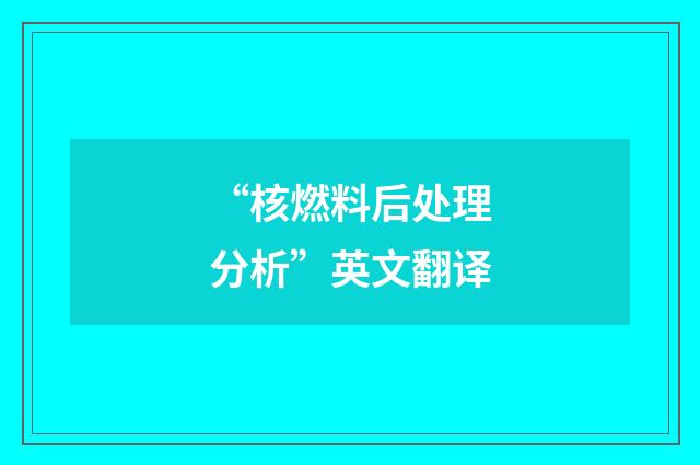 “核燃料后处理分析”英文翻译