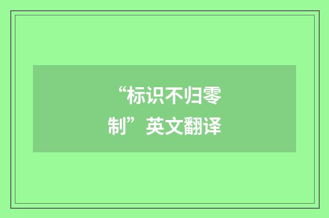“标识不归零制”英文翻译
