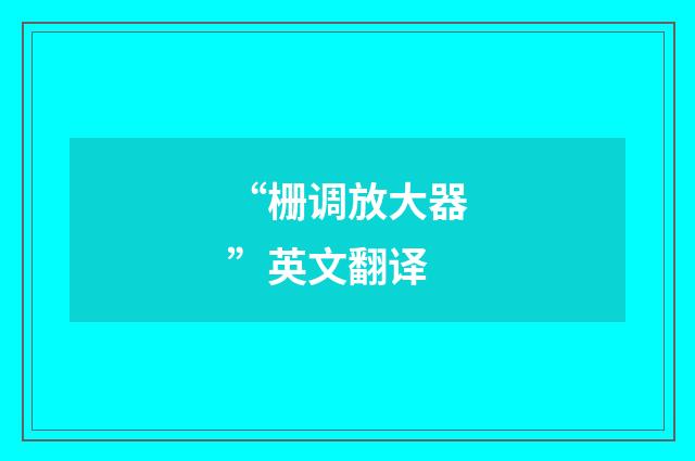 “栅调放大器”英文翻译