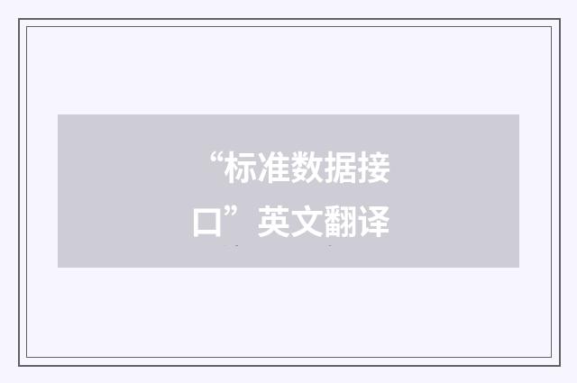 “标准数据接口”英文翻译