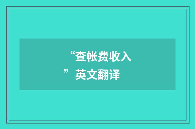 “查帐费收入”英文翻译