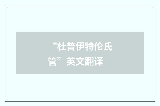 “杜普伊特伦氏管”英文翻译