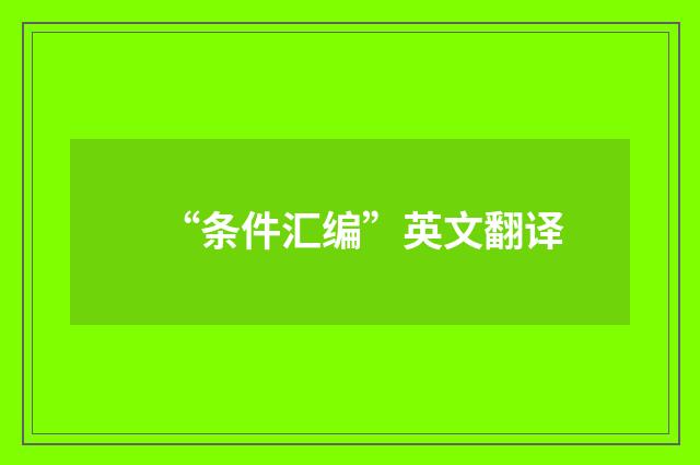 “条件汇编”英文翻译