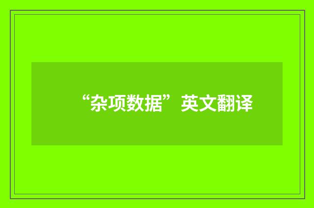 “杂项数据”英文翻译