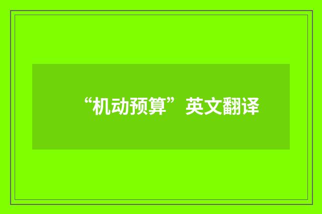 “机动预算”英文翻译
