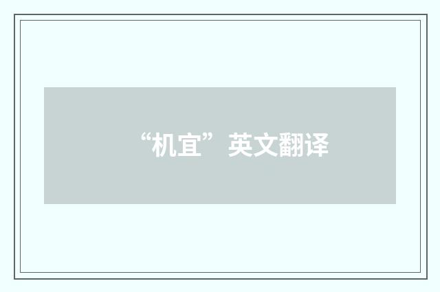 “机宜”英文翻译