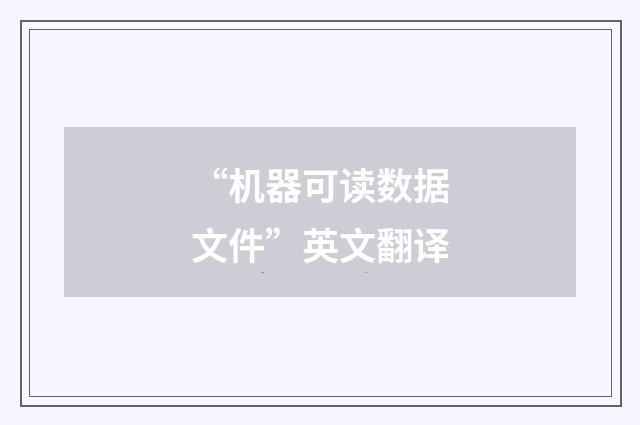 “机器可读数据文件”英文翻译