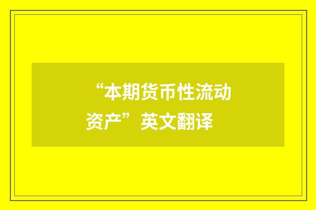 “本期货币性流动资产”英文翻译