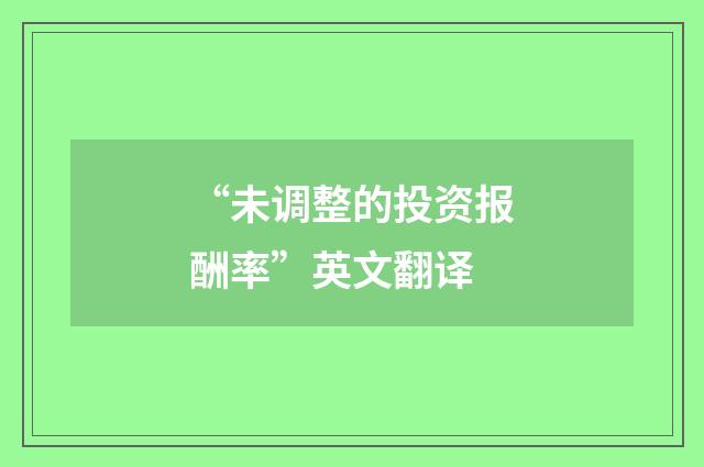 “未调整的投资报酬率”英文翻译