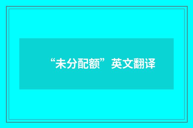 “未分配额”英文翻译