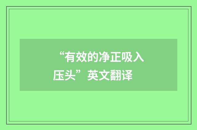 “有效的净正吸入压头”英文翻译