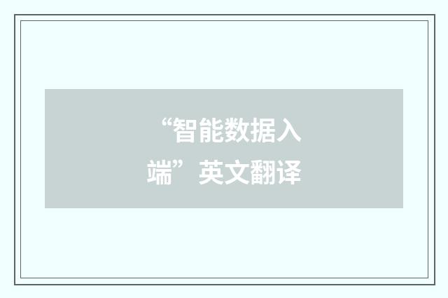 “智能数据入端”英文翻译