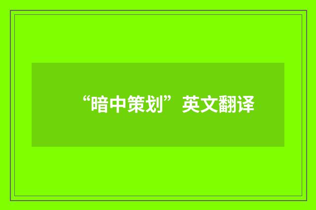“暗中策划”英文翻译