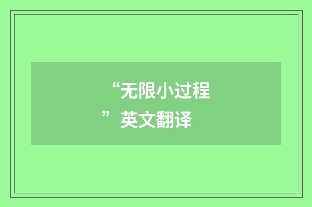 “无限小过程”英文翻译