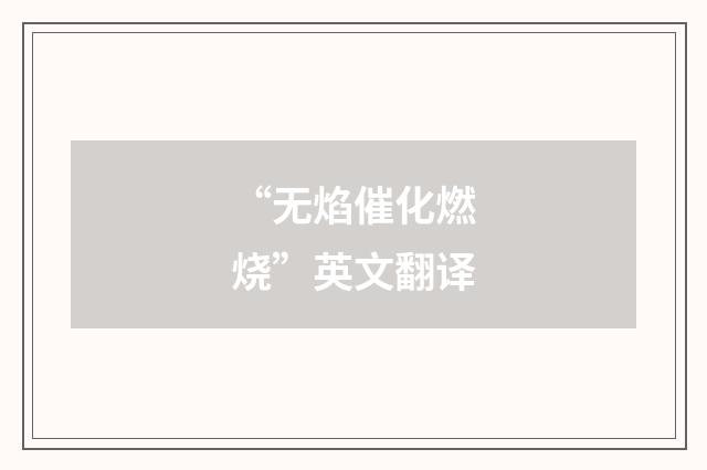 “无焰催化燃烧”英文翻译