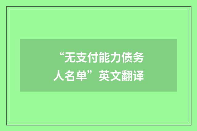 “无支付能力债务人名单”英文翻译