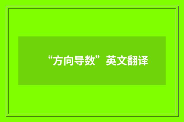 “方向导数”英文翻译