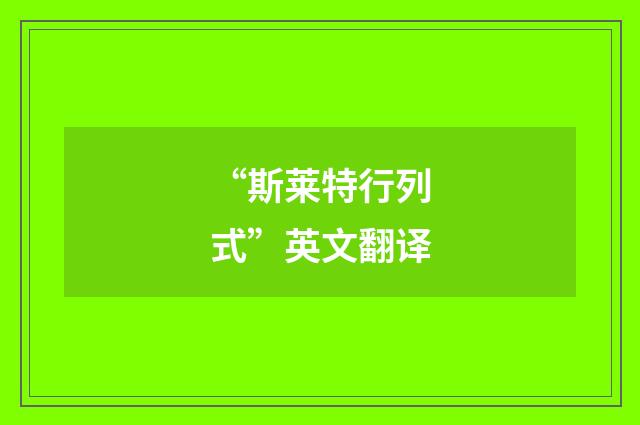 “斯莱特行列式”英文翻译