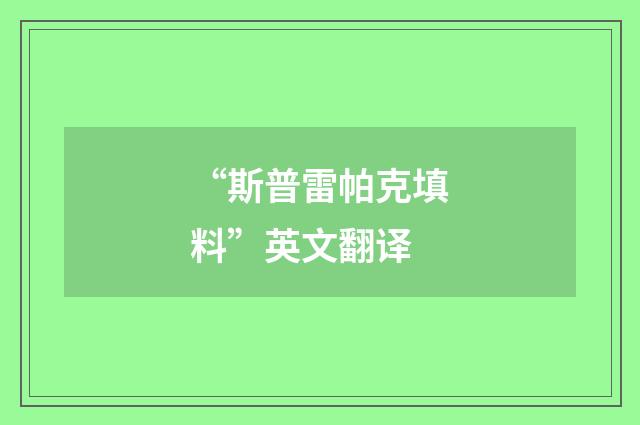 “斯普雷帕克填料”英文翻译