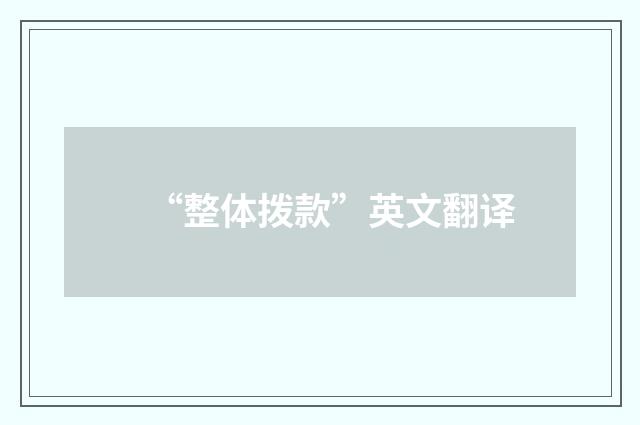 “整体拨款”英文翻译