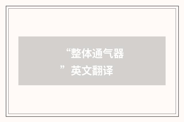 “整体通气器”英文翻译