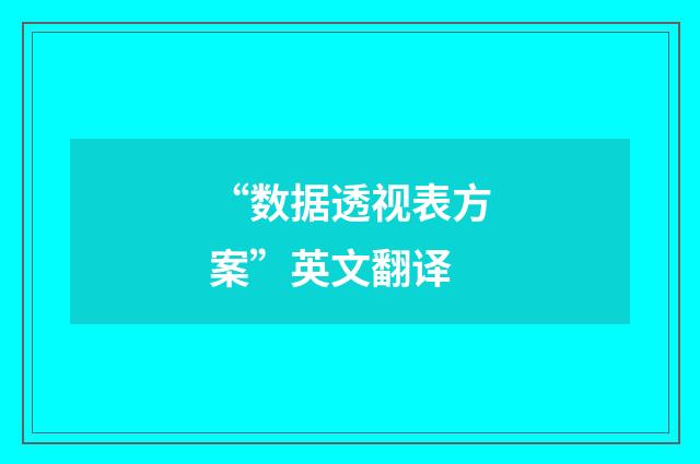 “数据透视表方案”英文翻译