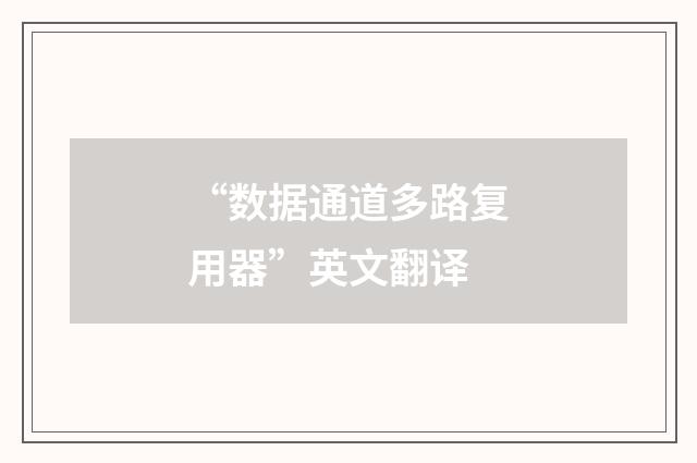 “数据通道多路复用器”英文翻译