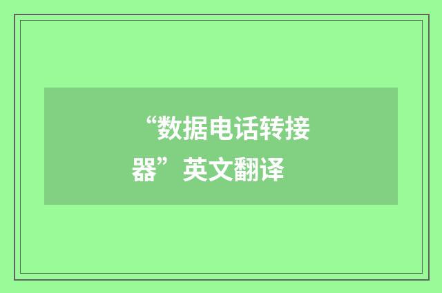 “数据电话转接器”英文翻译