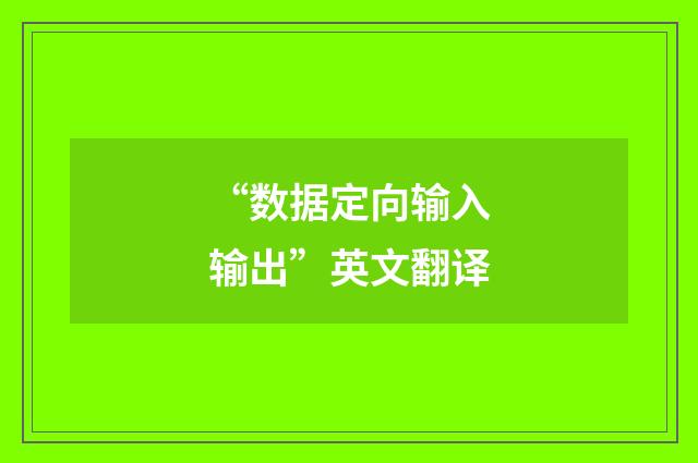 “数据定向输入输出”英文翻译