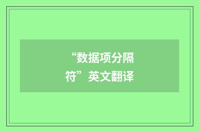 “数据项分隔符”英文翻译