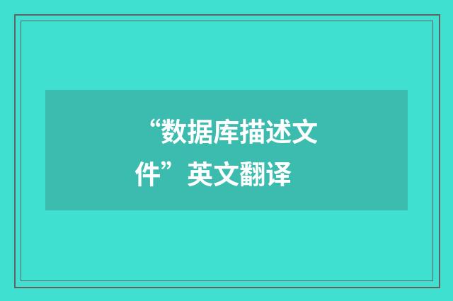 “数据库描述文件”英文翻译