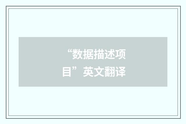 “数据描述项目”英文翻译