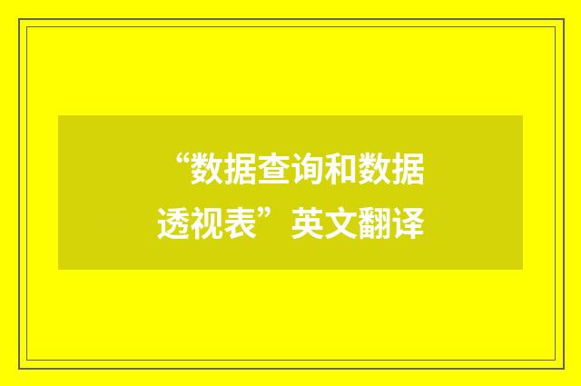 “数据查询和数据透视表”英文翻译