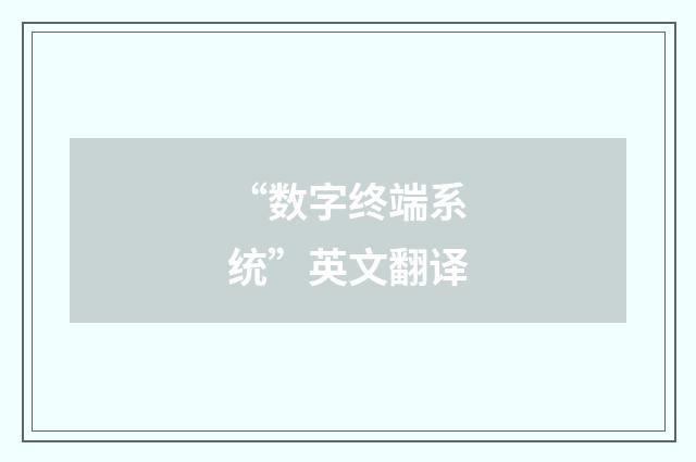 “数字终端系统”英文翻译