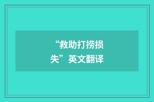 “救助打捞损失”英文翻译