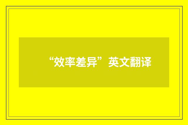 “效率差异”英文翻译