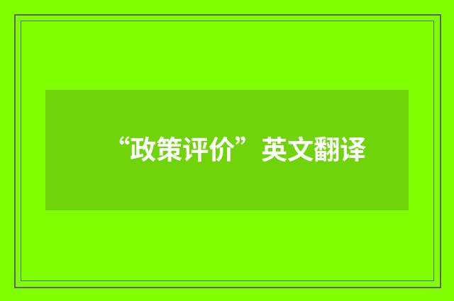 “政策评价”英文翻译